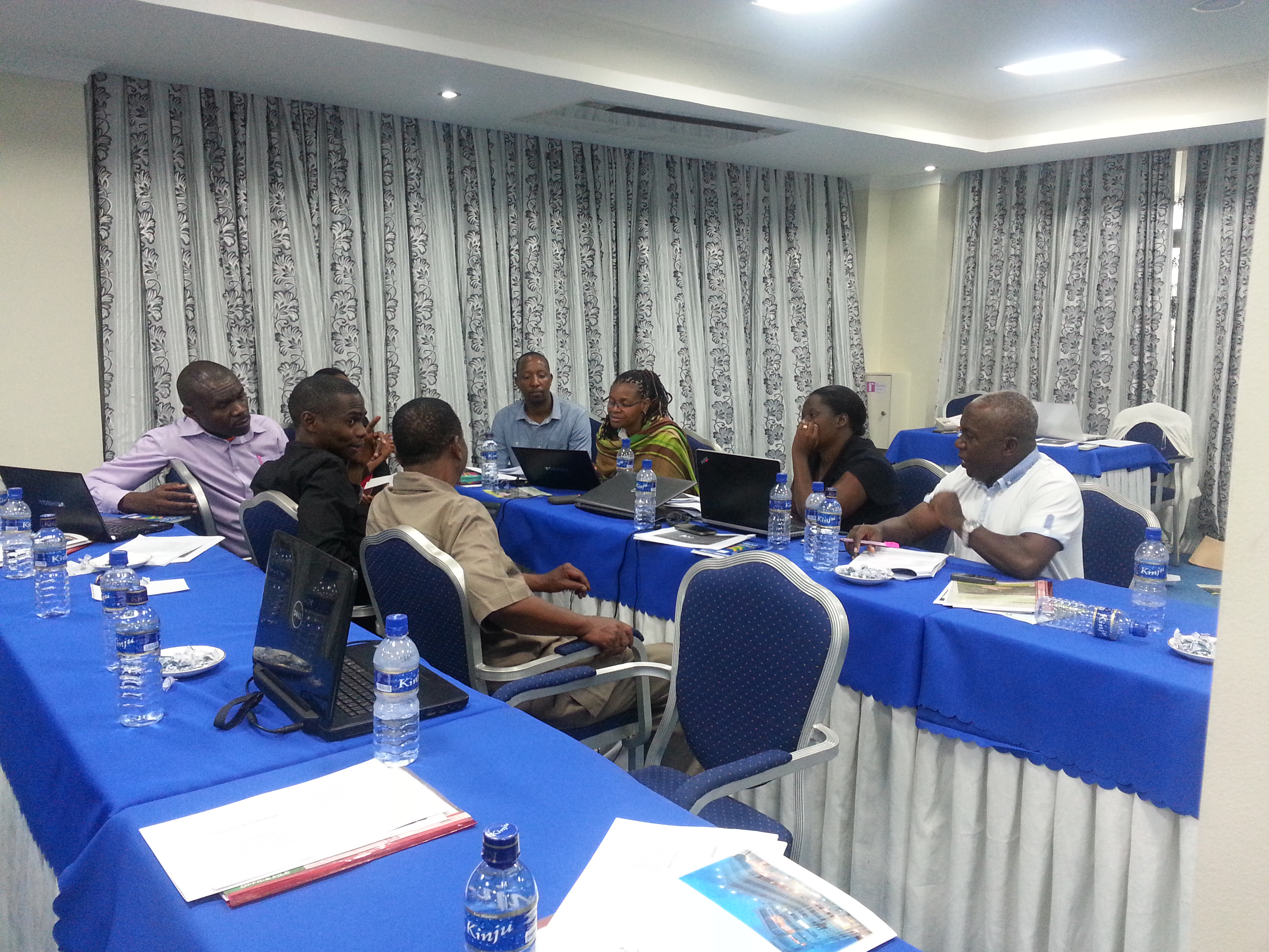 NELSAP staff and stakeholders in group works during development communication workshop in Bujumbura, 3-6 Sep 2014